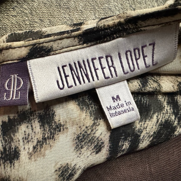 Jennifer Lopez Layered Wrap Leopard Print Top with PeekaBoo Long Sleeves - Med - Picture 13 of 17